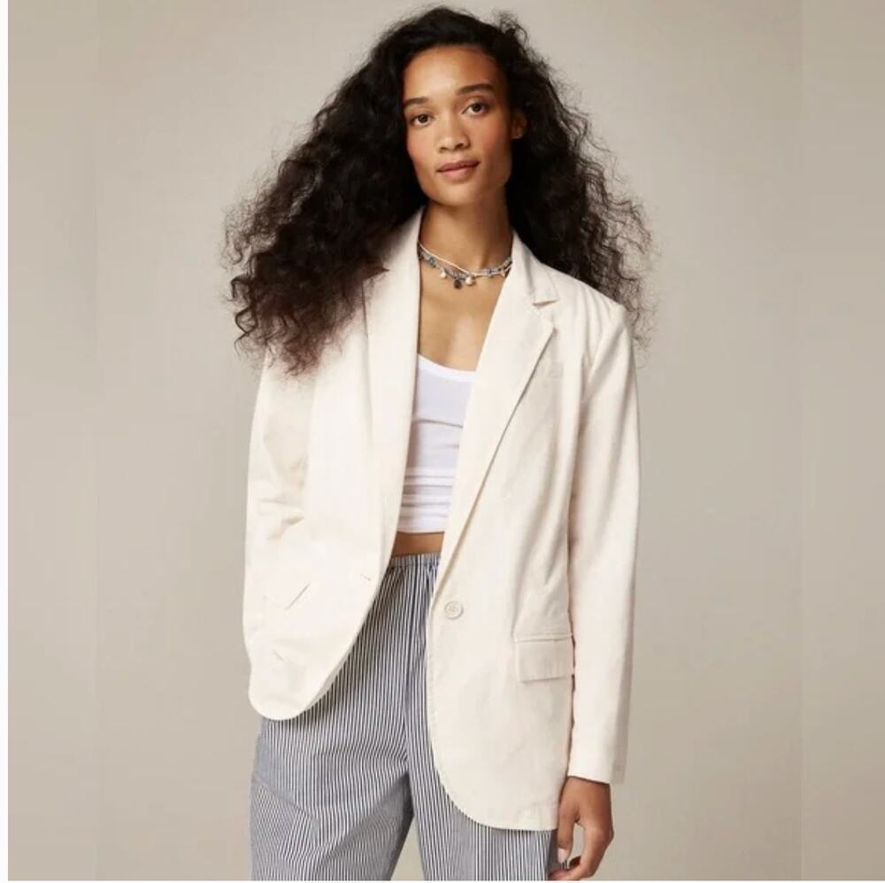 J.Crew Easy Fit Blazer 4 White Cream NWT Textured Cotton CK102 J.Crew Jacket